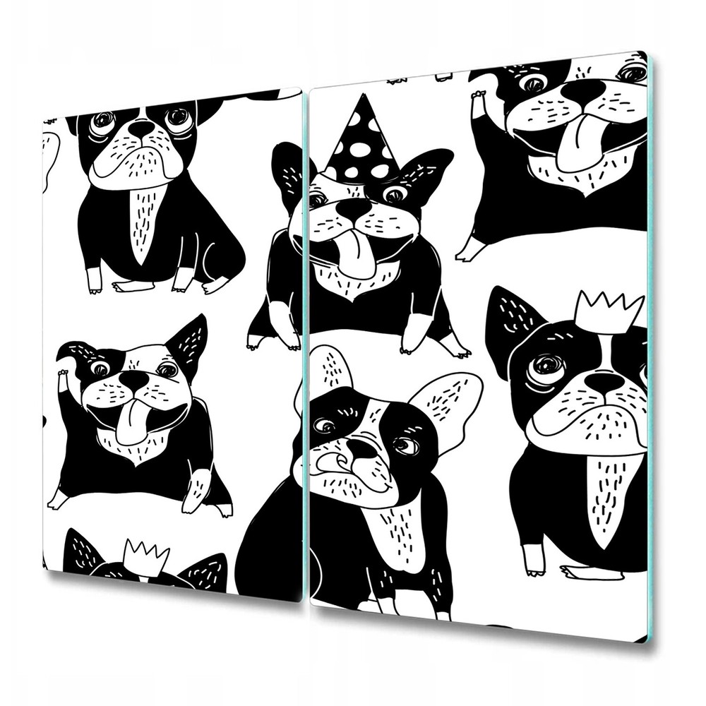 Glass Worktop Saver Kitchen Happy Dogs Animals Quadrupeds bulldog 2x30x52