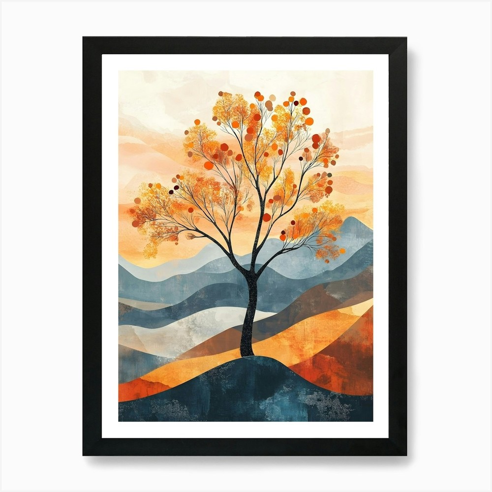 Modern Orange Tree 6 Art Print Framed Wall Art Poster Canvas Print Picture