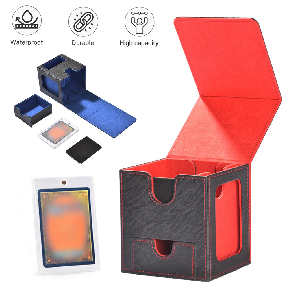 PU Leather Magnetic Closure Storage Box Holder Deck Case For Trading Game Cards