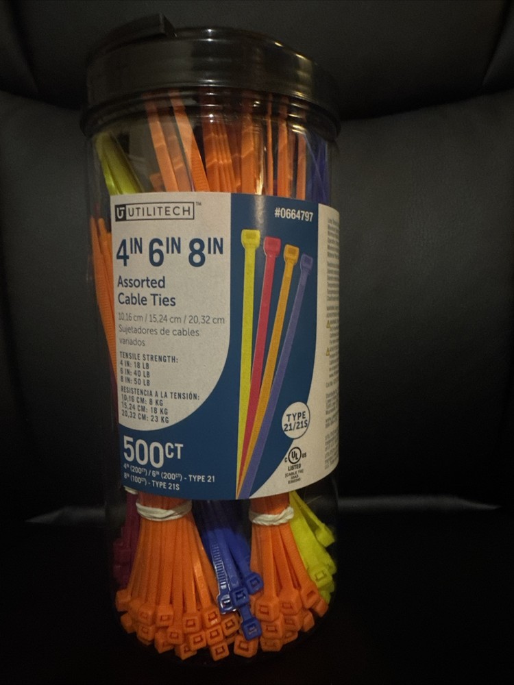 500-Pack Assorted Color Cable Zip Ties 4