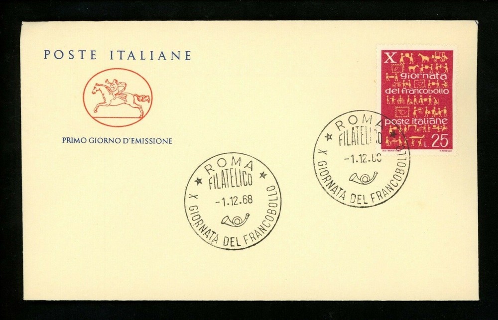 Postal History Italy FDC #998 Stamp Day postal service 1968