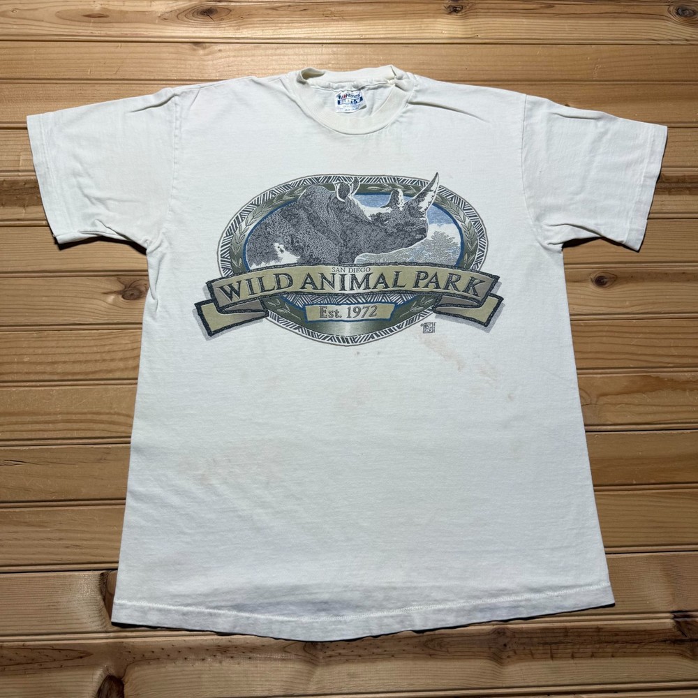 Vintage 90s San Diego Wild Animal Park Rhino Graphic Souvenir T-Shirt USA Medium