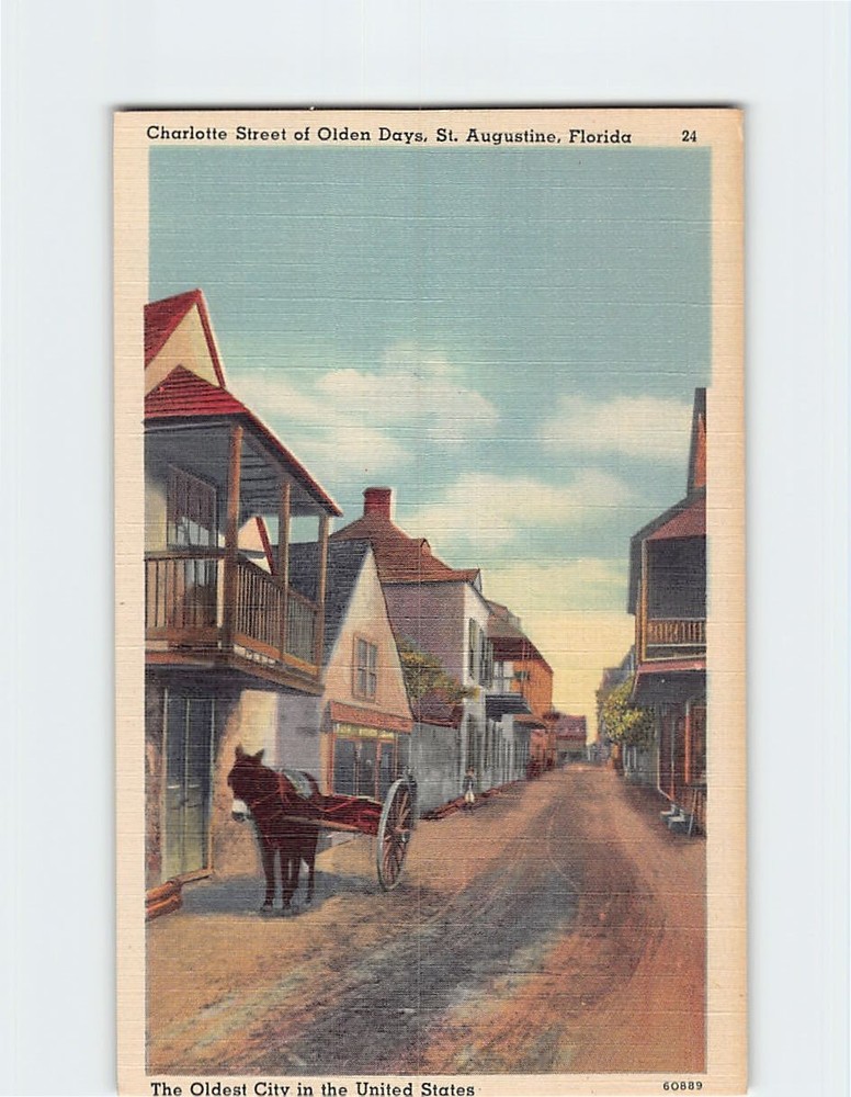 Postcard Charlotte Street of Olden Days St. Augustine Florida USA