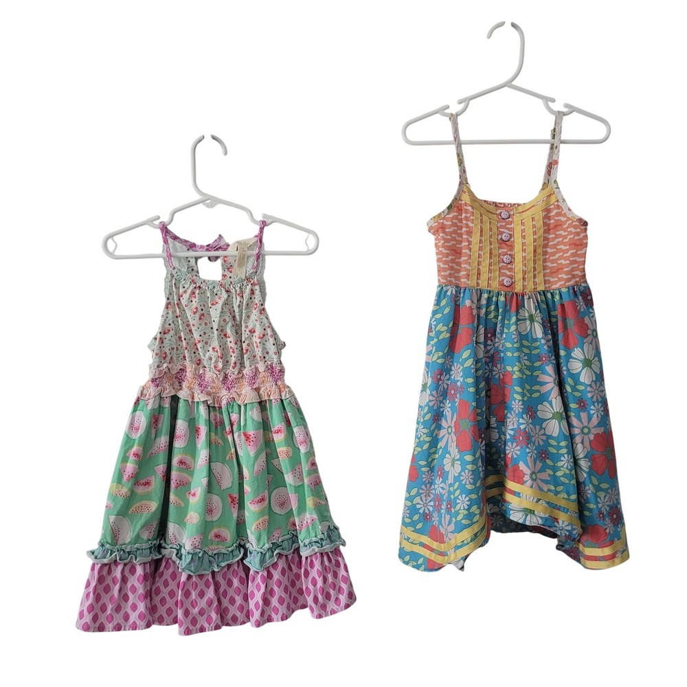 Matilda Jane Size 2 4 Girls Dress Lot Watermelon Floral Boho Mixed Print 2pc