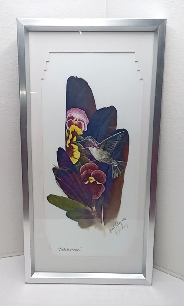 Hummingbird 'Little Hummer' Framed Matted Art Print 16x8 w/Hangar Signed J.LeRoy