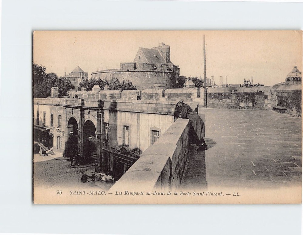Postcard The Ramparts above the Saint-Vincent Gate Saint-Malo France