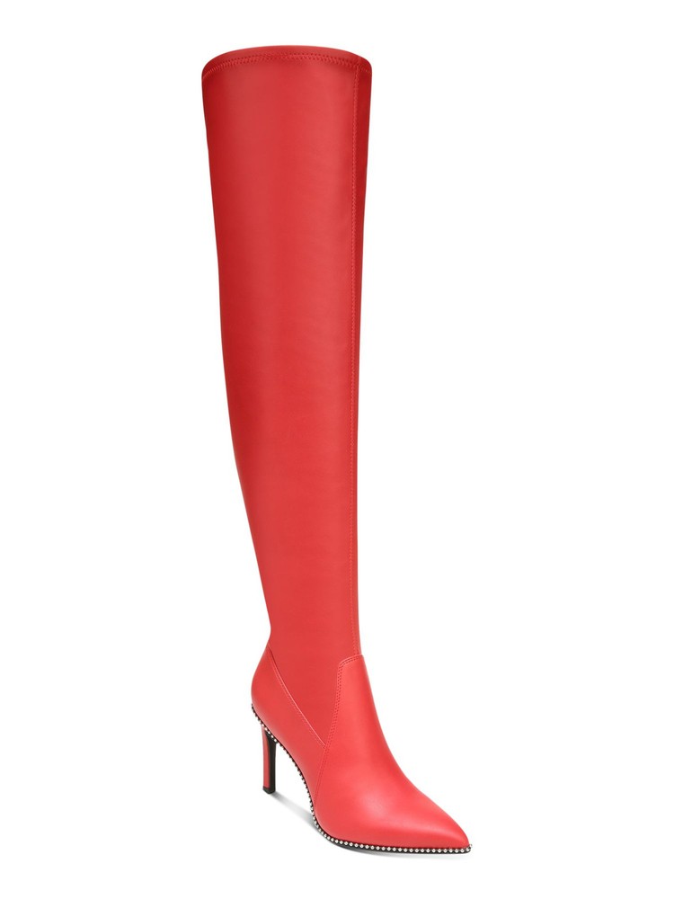 BAR III Womens Red Stretch Studded Pointed Toe Stiletto Boots Size 6.5 M