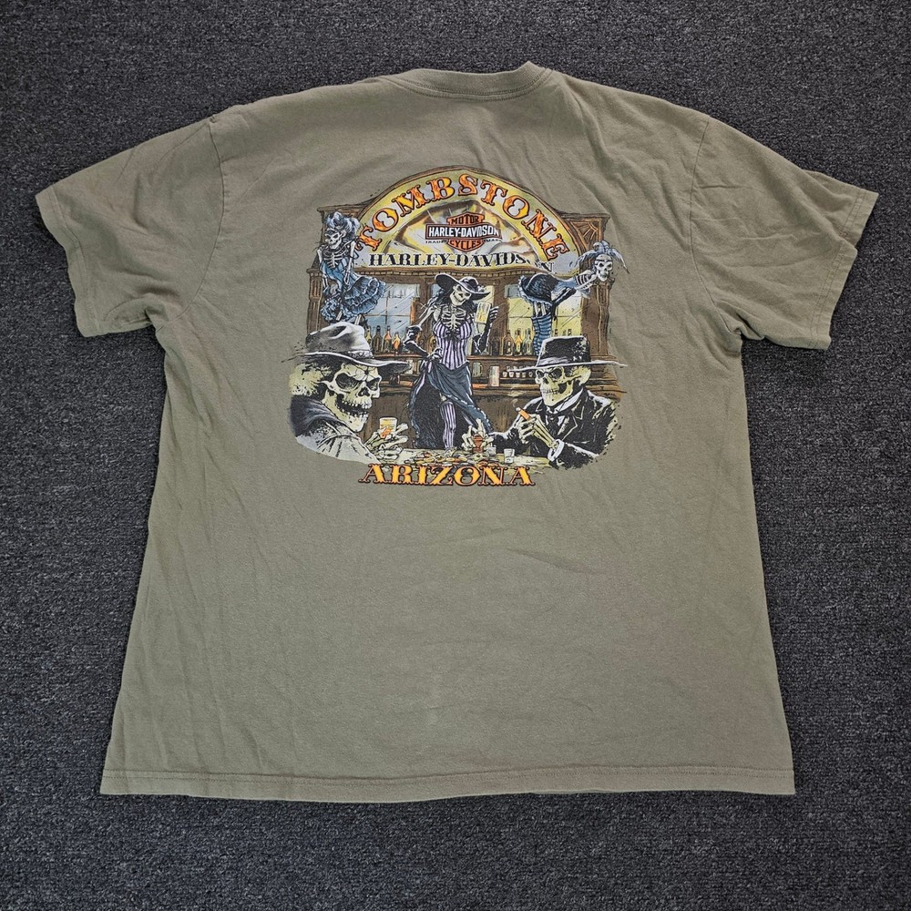 Harley-Davidson Shirt Mens XL Tombstone Arizona Skeleton Saloon Graphic Made USA