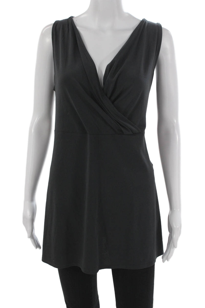 Eileen Fisher Women Black Silk V-Neck Sleeveless Tunic Size 1XFree Shipping in US $100+ Orders | $6.95 Orders Below