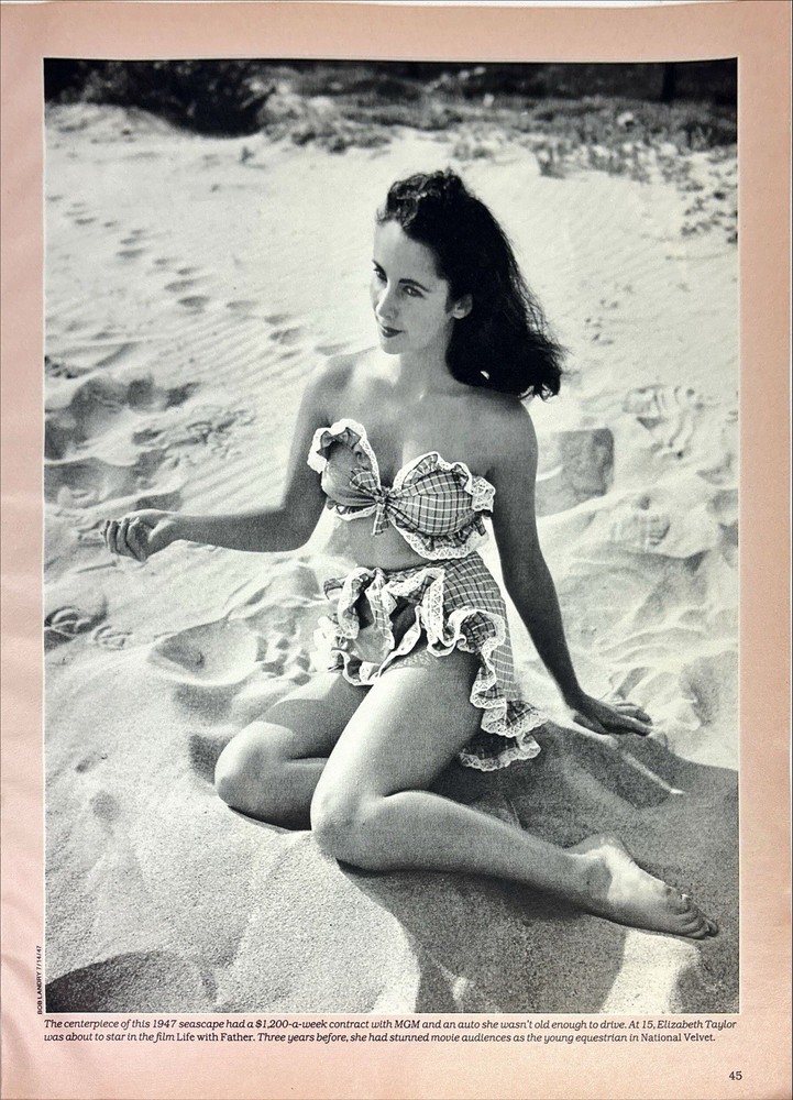 Elizabeth Taylor Bathing Suit from Life Magazine 50 Years Vintage Print Ad 1986
