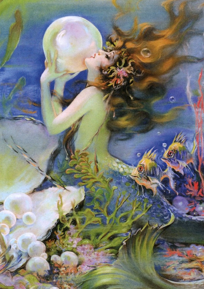 Mermaid with a Bubble --New POSTCARD