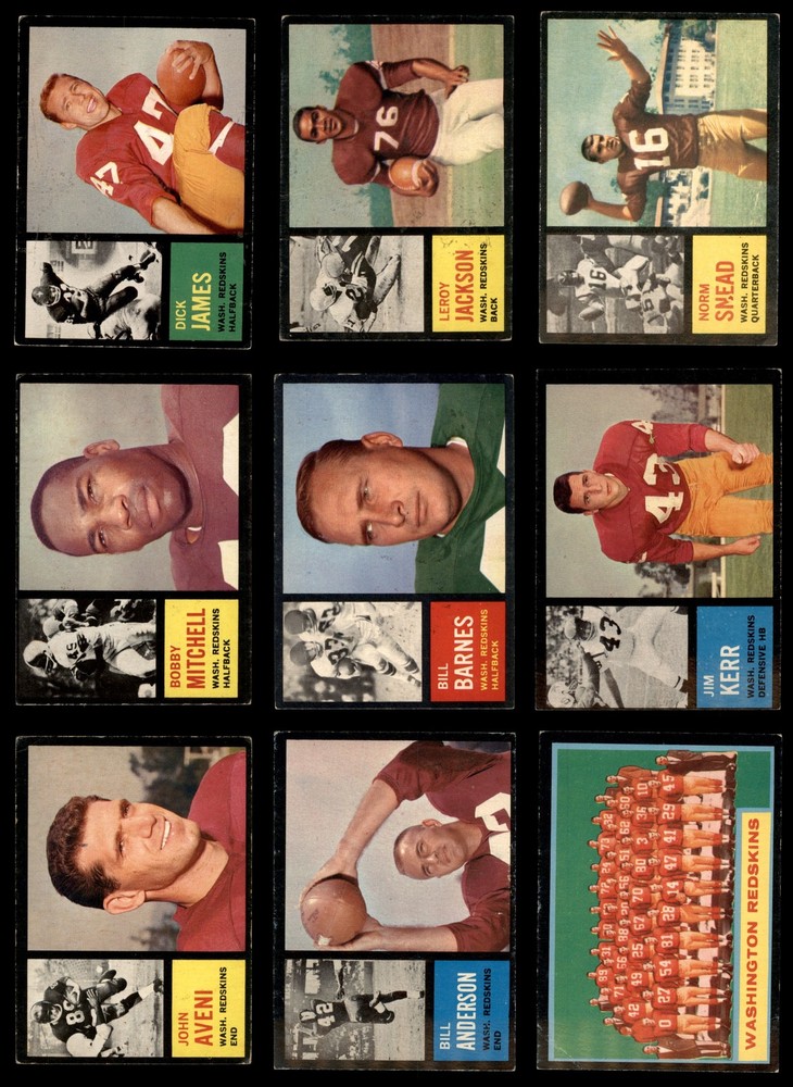 1962 Topps Washington Redskins Team Set 3.5 - VG+ 7240331