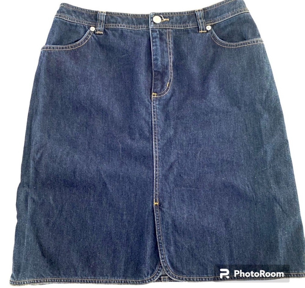 LAND'S END Sz 10  100% Cotton Denim Straight Pencil Skirt