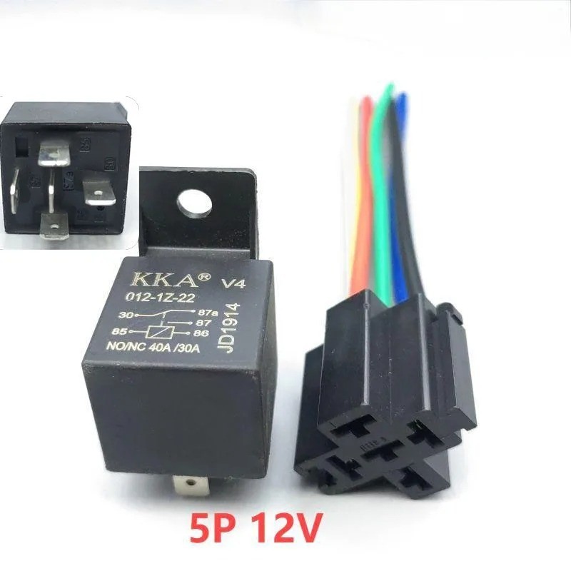 Waterproof 12V 24V 40A Car Relay 4Pin 5Pin SPDT Socket Harness Cable