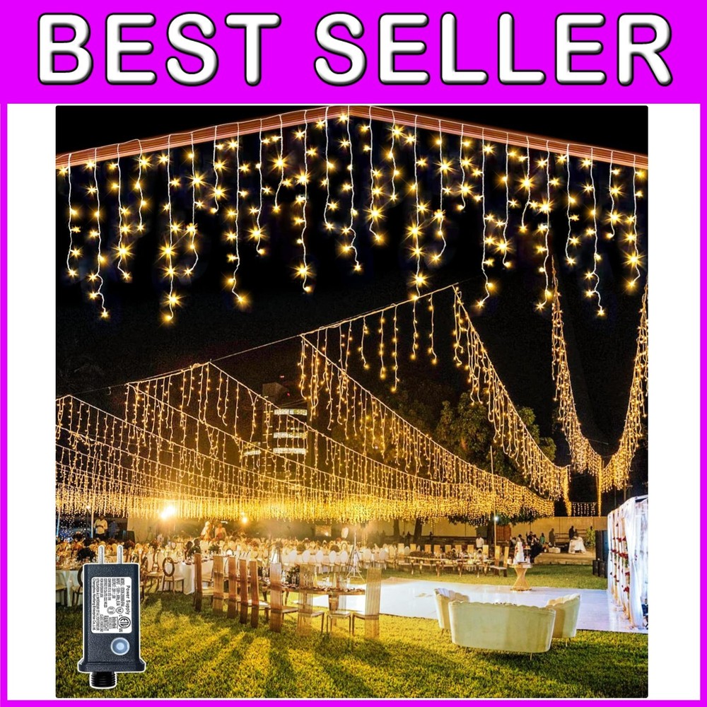 132ft Icicle Lights for Outside - 1280 LED Warm Wh