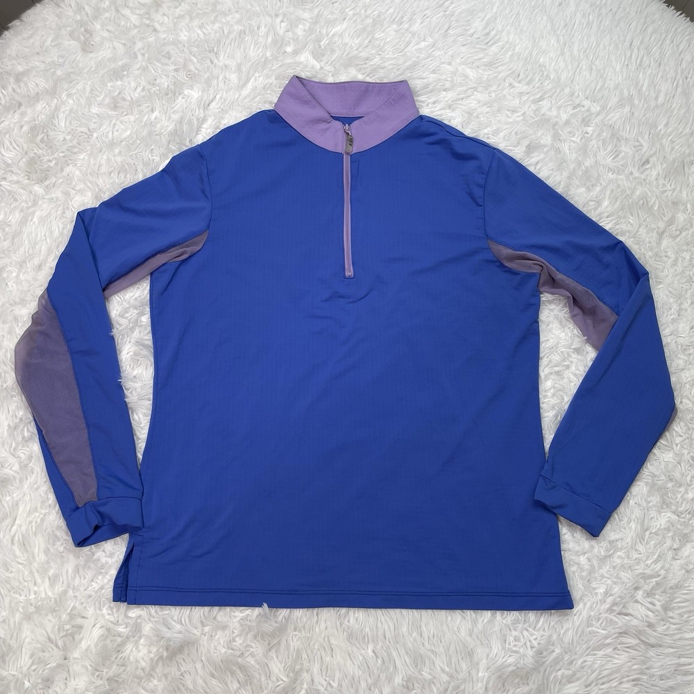 EIS Cool Sun Shirt Women’s Size Large 1/4 Zip Equestrian Long Sleeve Blue Purple