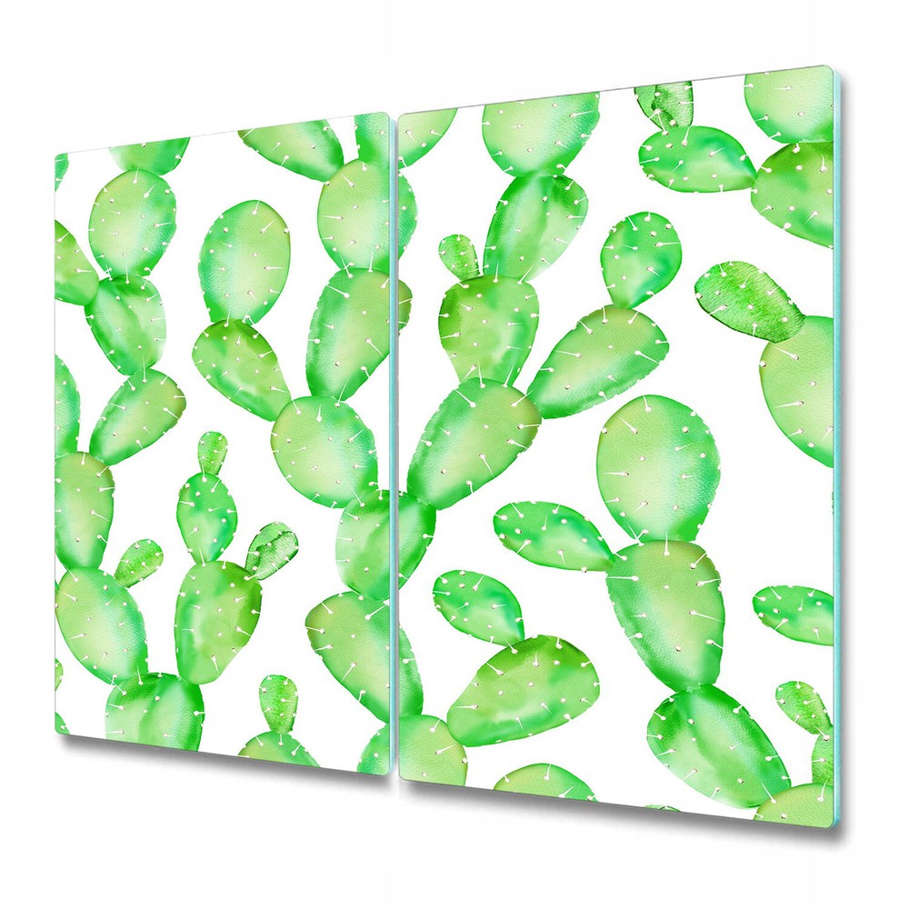 Glass Surface Protector Worktop saver Cactus Watercolour Green Cactus 2x30x52