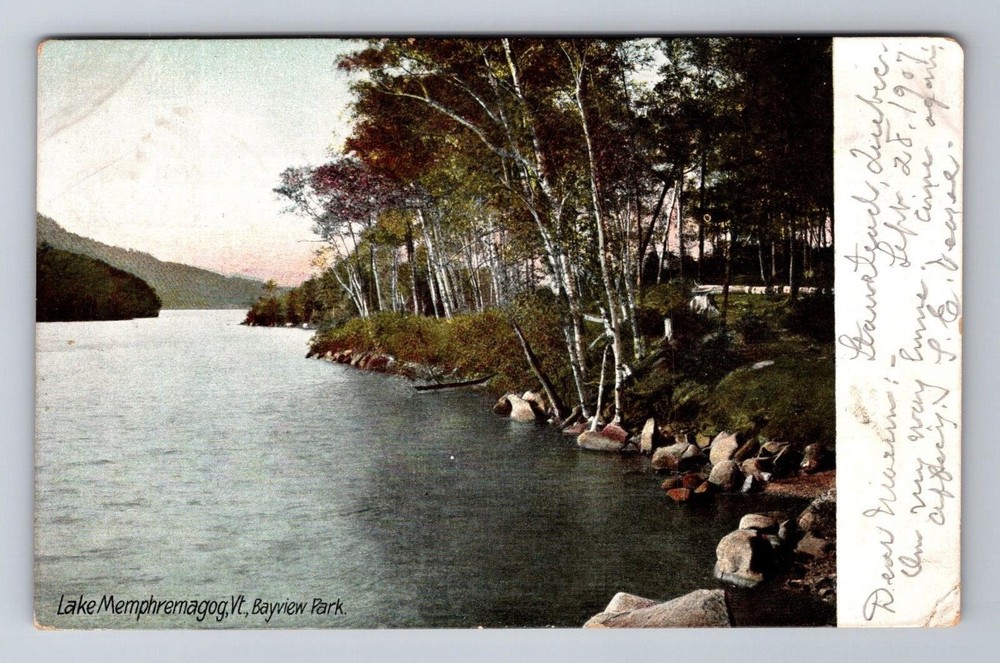 Lake Memphremagog VT-Vermont, Scenic Bayview Park, Vintage c1907 Postcard