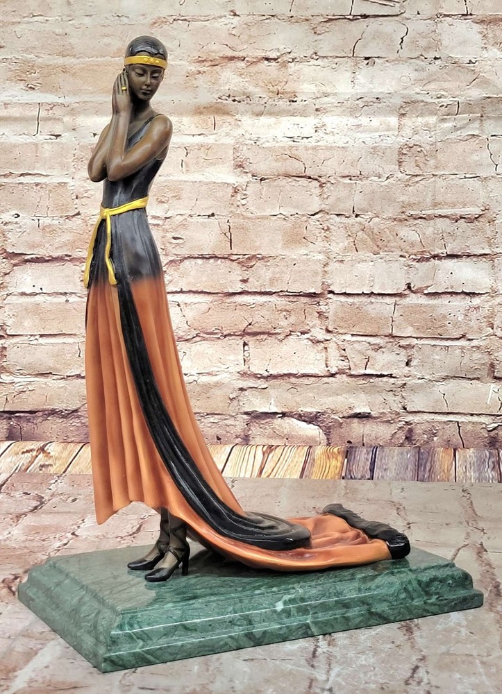 Erte Art Nouveau Bronze Fashion Model Sculpture Home Decor Art