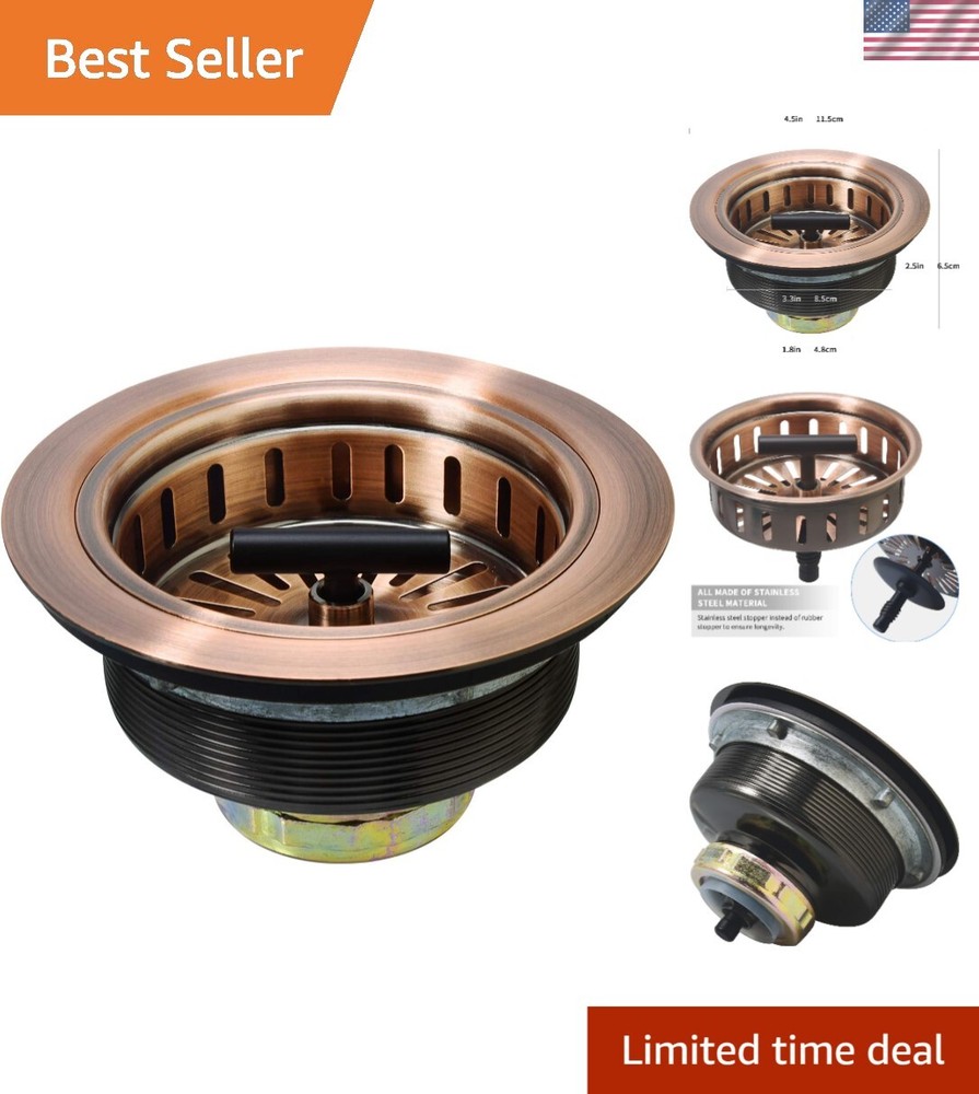 Durable Stainless Steel Sink Drain Assembly with Copper Finish - Easy Install