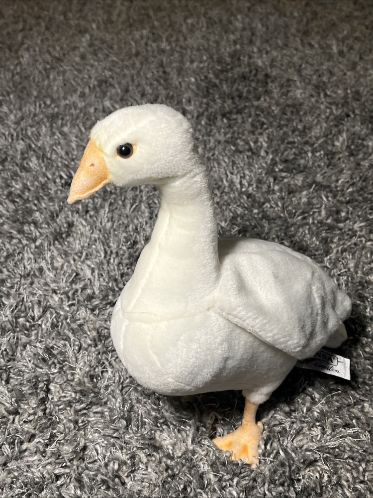 HANSA Handcrafted Plush White Goose Lifelike Stuffed Animal EUC 11”