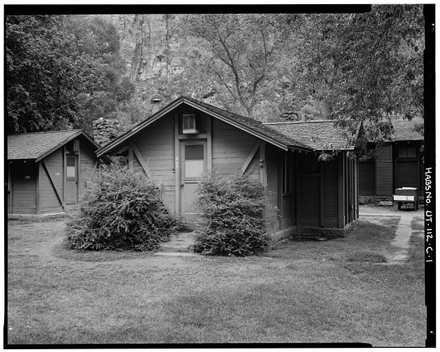 Photo:Zion Utah 1900s Cabin West Front South Side Elevations Log Lodge