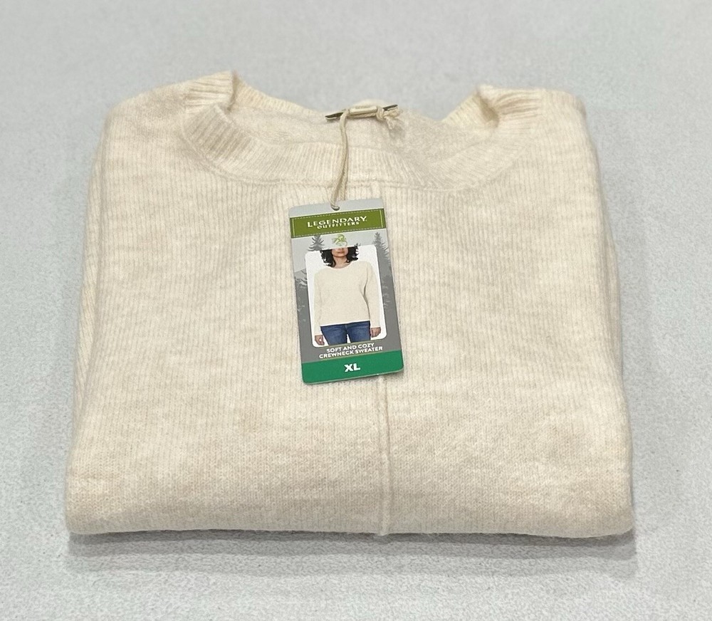 Legendary Outfitters Women's Soft and Cozy Crewneck Sweater, Cream Oatmeal, XL