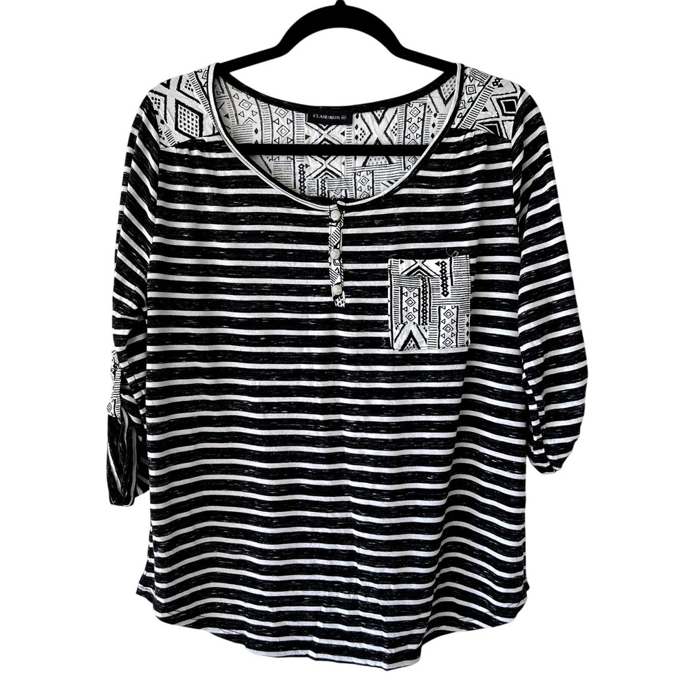 Retro 80s Style Womens Striped Geometric Print Shirt Size Extra Large Indie