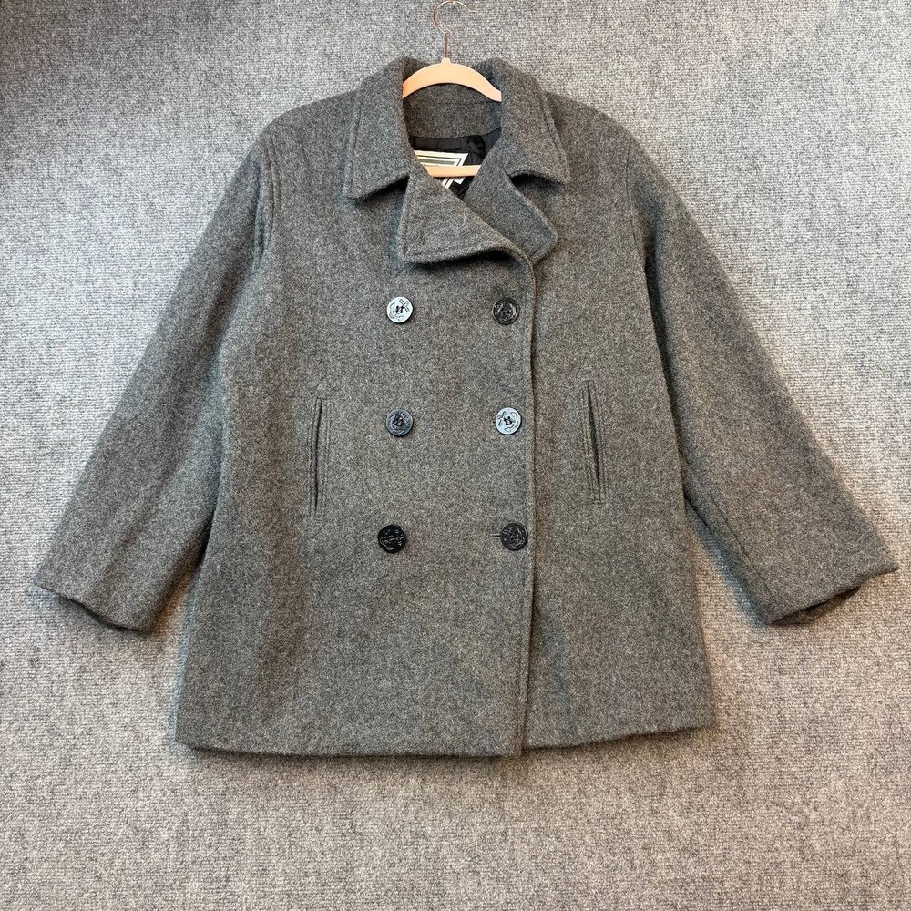 Vintage Marvin Richards Wool Pea Coat Women’s Gray Double Breasted USA