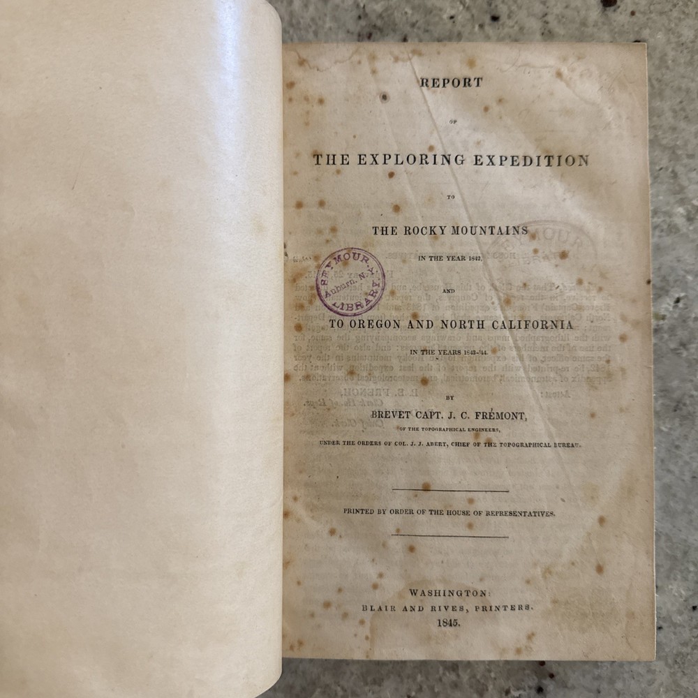 Antique 1845 Rebound Copy of Fremont’s Exploring Expedition to the Rockies