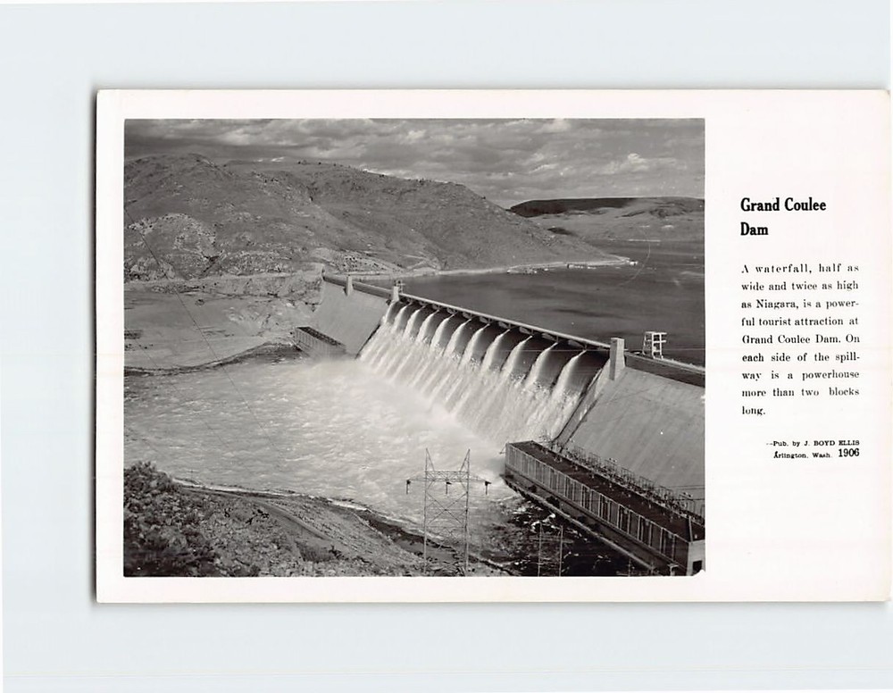 Postcard Grand Coulee Dam Washington USA