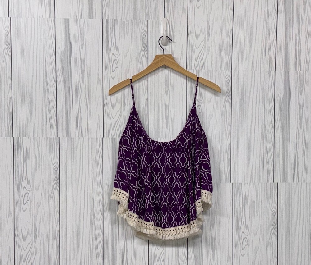 Peach love california top womens size medium sleeveless cropped boho patterned