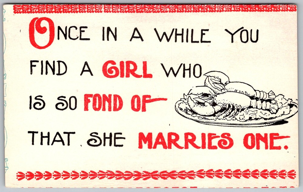 Antique Postcard Lobster Humor 1910s