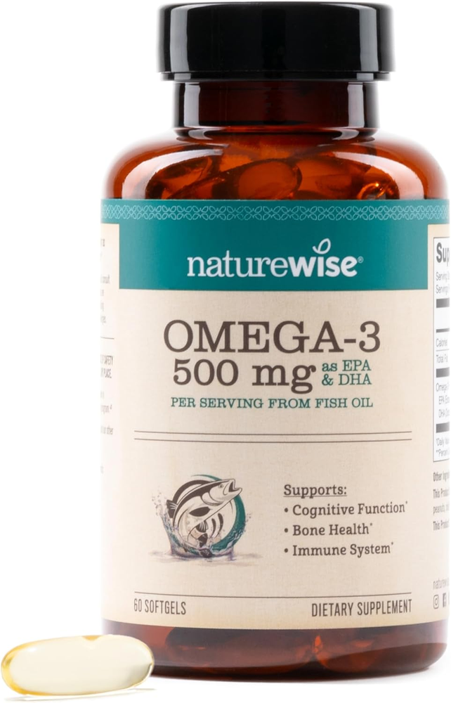 Omega 3 Fish Oil - 500 Mg per Pill - EPA & DHA - Immune Support, Brain & Heart H