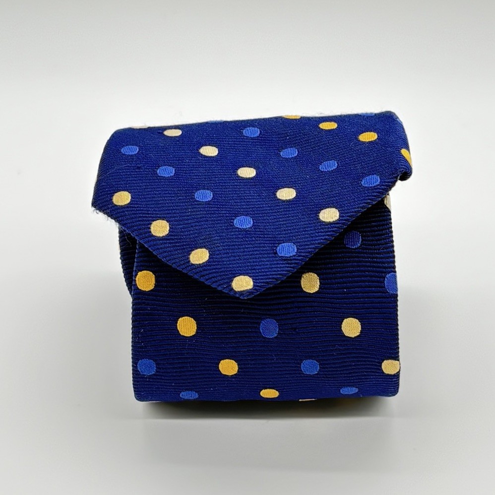 Charles Tyrwhitt Silk Necktie Patterned Polka Dot Design Shades Of Blue & Yellow