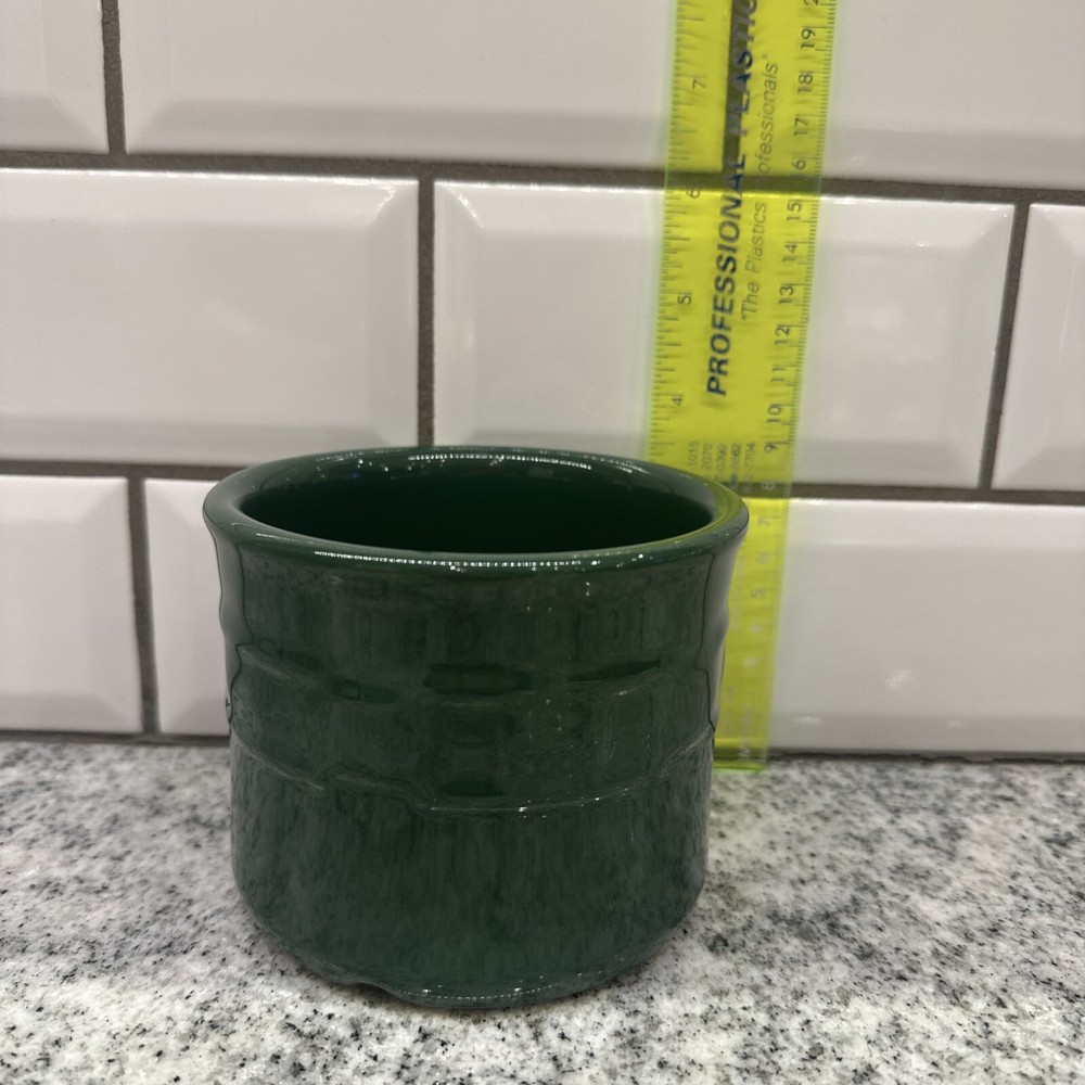 Longaberger Pottery  Green Woven Traditions 1-Pint Crock  3 1/2 x 4 1/2