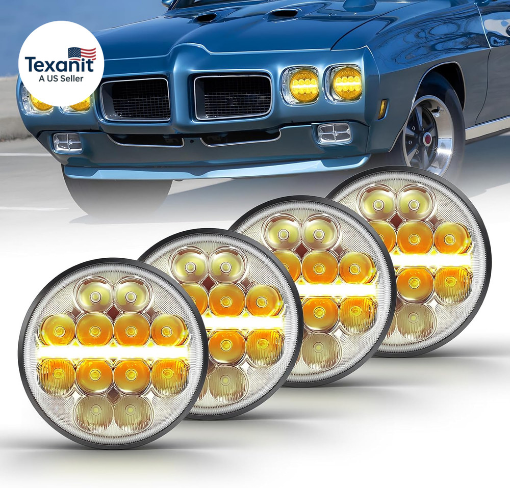 5.75'' round LED Headlights 5-3/4 Inch Headlights with Integrated DRL Amber Sign