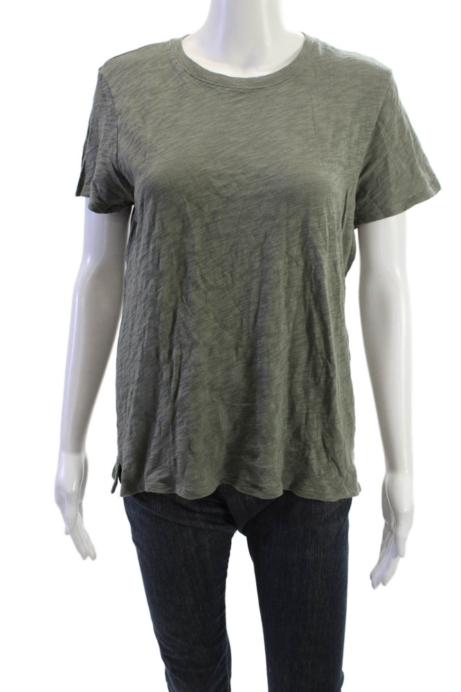 ATM Women Army Green Basic Cotton Crew Neck Short Sleeve T-Shirt Size LFree Shipping in US $100+ Orders | $6.95 Orders Below