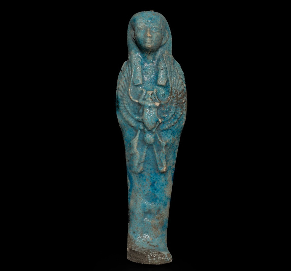 Ancient Egyptian Antiques Rare Blue Faience Ushabti Statue Antique Shabti Figure