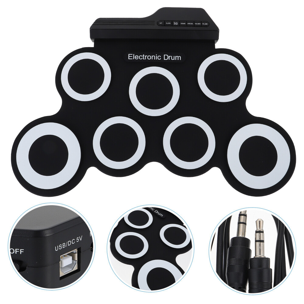 USB Digital Drum Kit Roll Up Drum Pad Kit Foldable Electronic Drum