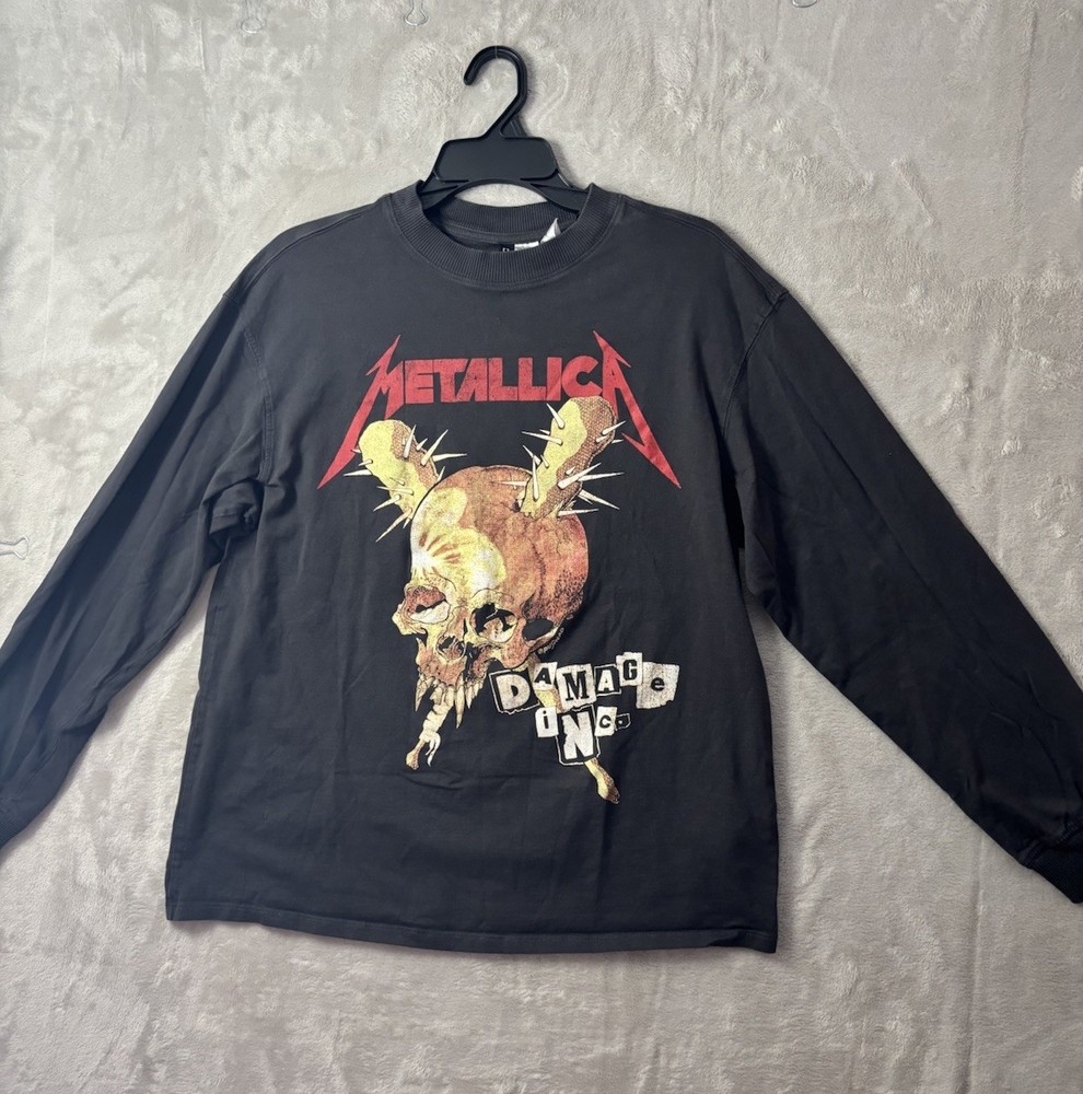 Metallica Damage Inc Mens S Long Sleeve Tee Graphic Band Crewneck H&M Divided