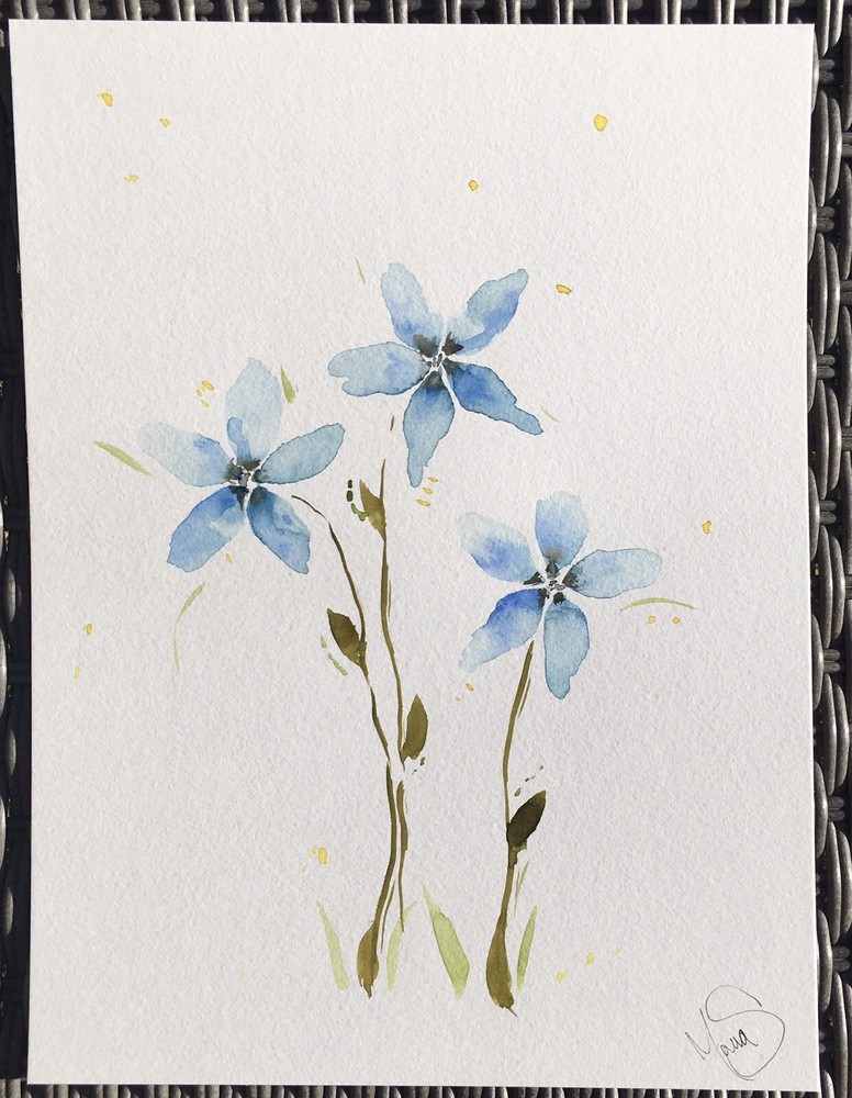 Maria Scalf Flower Floral Nature ORIGINAL PAINTING Watercolor 9x12 Expressionism