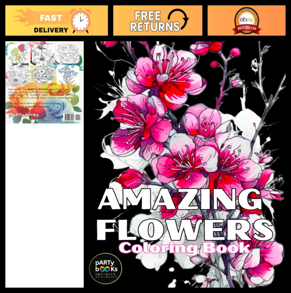 Beautiful Flowers Adult Coloring Book - Relaxing Designs & Pages for Stress Reli