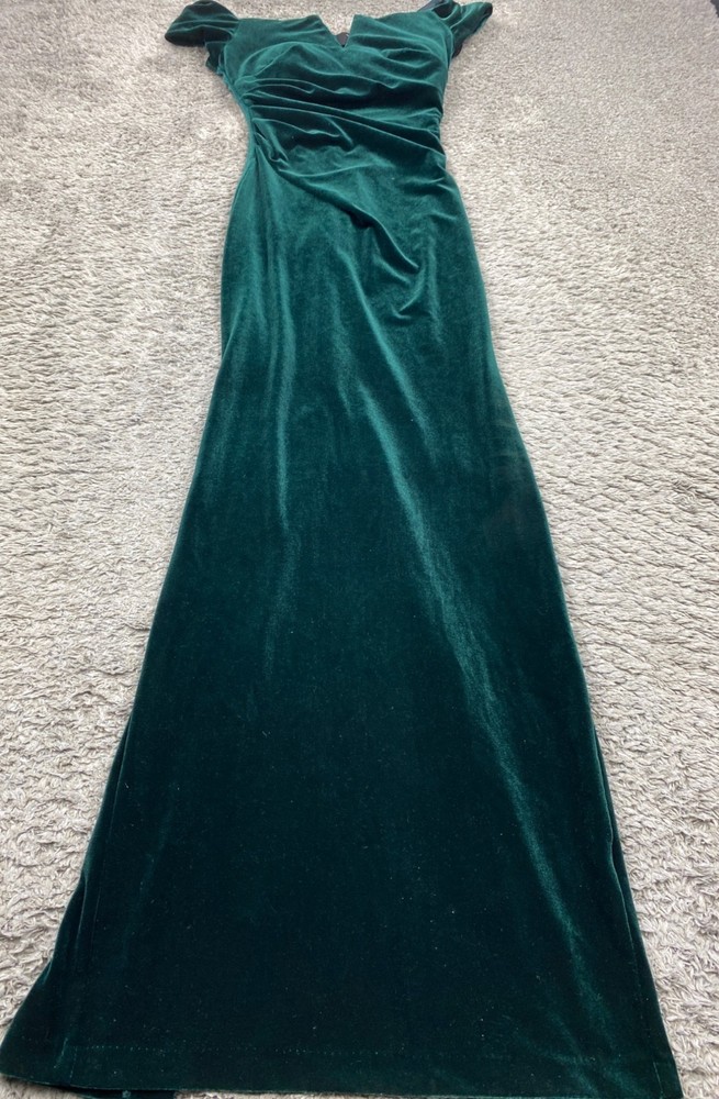 Xscape Dress Women 4 Emerald Velvet Off The Shoulder Maxi Evening Gown Whimsy