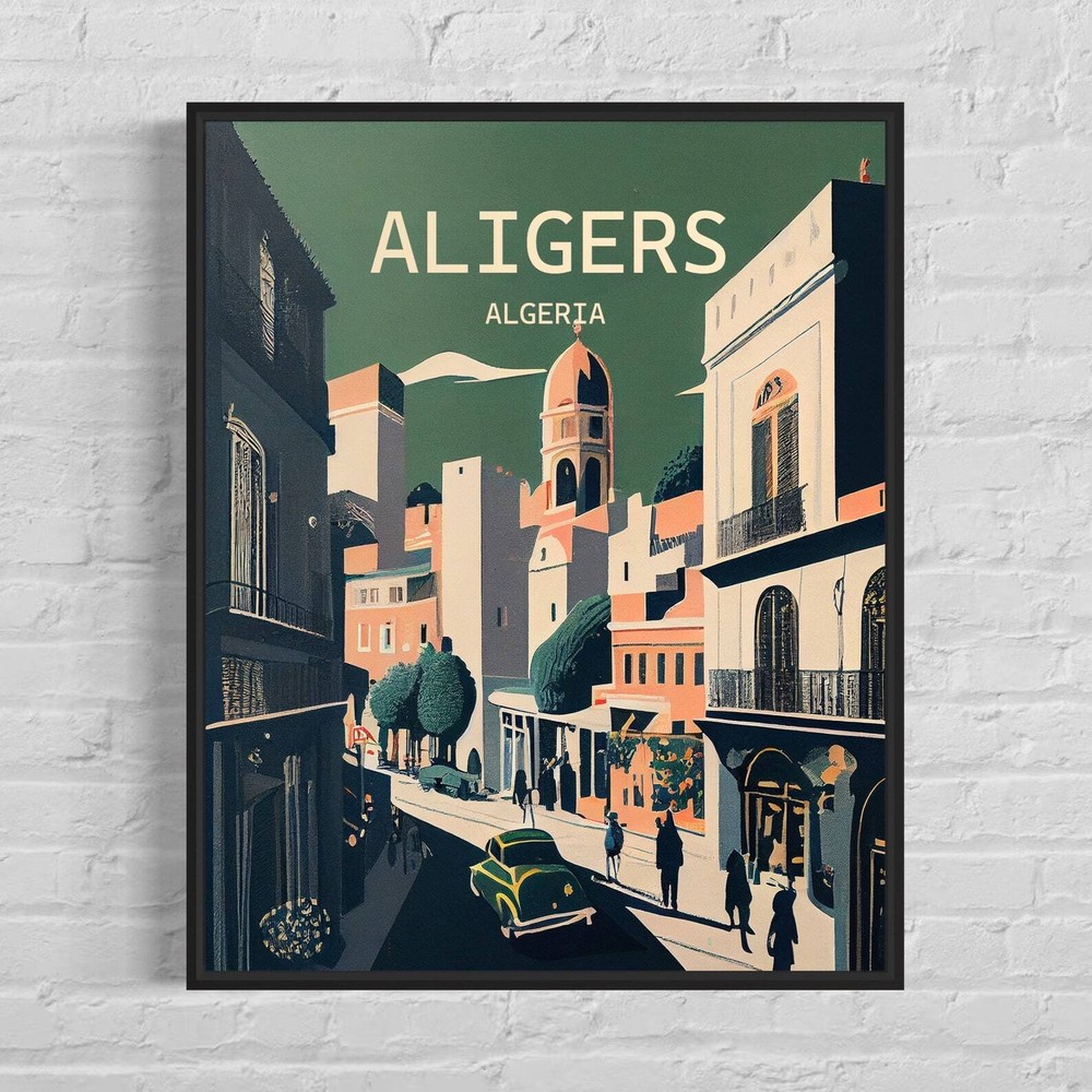 Algiers Retro Art Print Ajaccio Wall Art Illustration Ajaccio Vintage Minimal