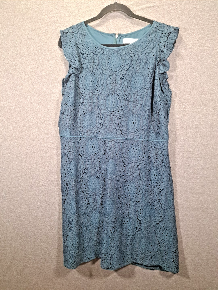 Ann Taylor Loft Lace Lined Size 14 Navy Blue Pretty A Line Dress