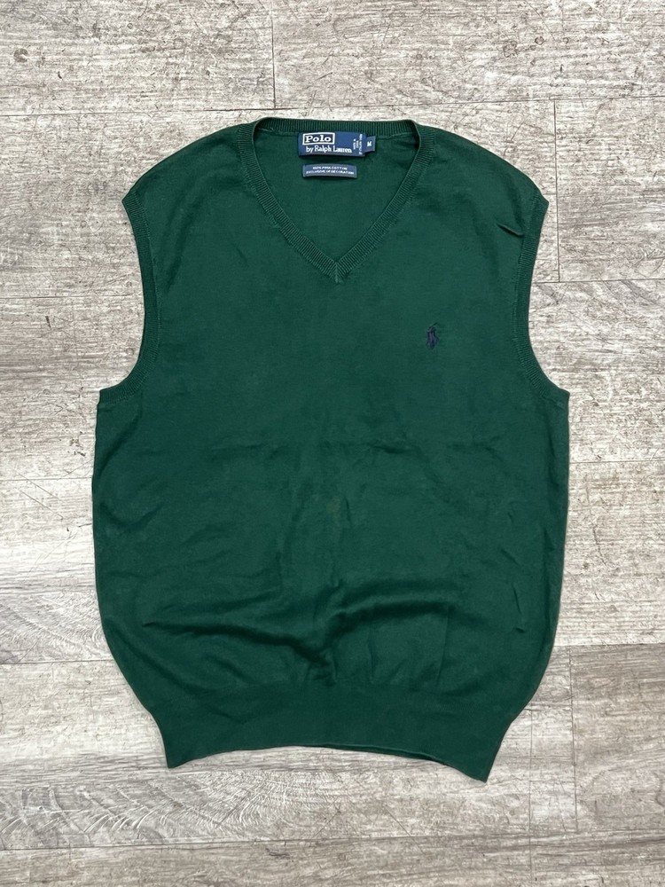 Polo Ralph Lauren Pima Cotton V Neck Knit Vest Size M Green Men’s Unisex