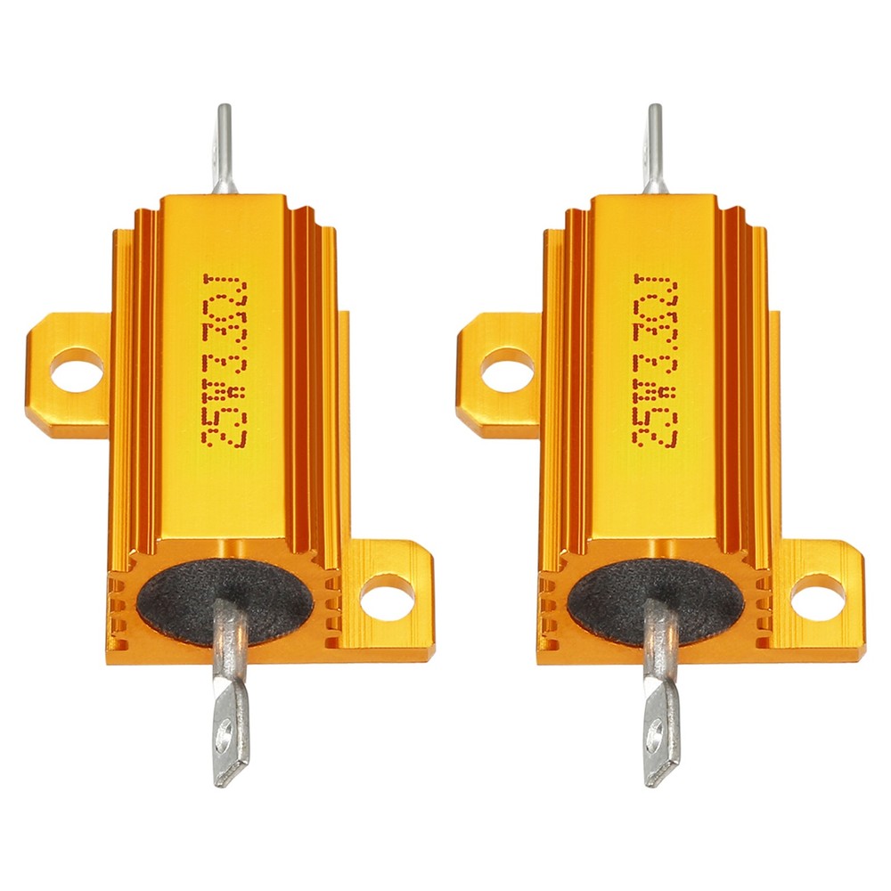 2 Pcs Aluminum Case Resistor, Great for Daily Use (Gold, 25W 3.3 Ohm)