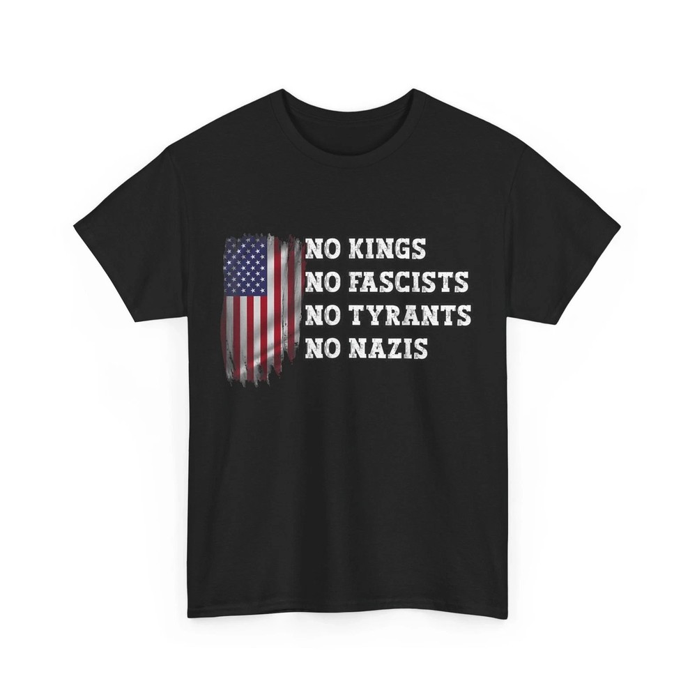 No Kings No Fascists No Tyran T-Shirt, No Kings in America USA Flag Shirt