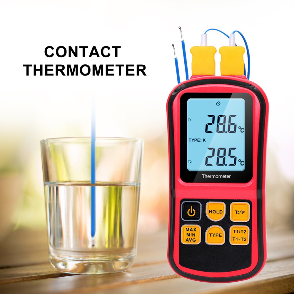 Digital Dual Channel Thermometer With 2 K-Type Thermocouple Sensor Tester YU